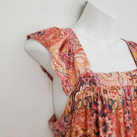 Knox Rose Floral Maxi Dress Orange Small Boho Maximalist Beachy Flowy Casual - Picture 5 of 10